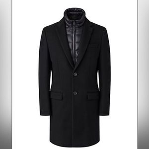 BNWT Mackage Men’s Skai 2-in-1 Wool & Cashmere Topcoat (Black, Size 44)